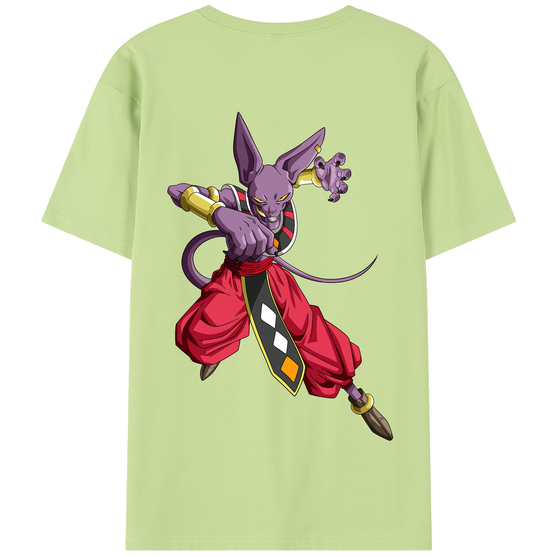 （画像用） ドラゴンボール ビルス 破壊神ビルス DRAGON BALL Beerus Birusu 綿100％半袖Tシャツ（背面プリント）